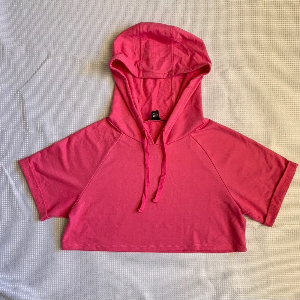 Pink cropped top hoodie